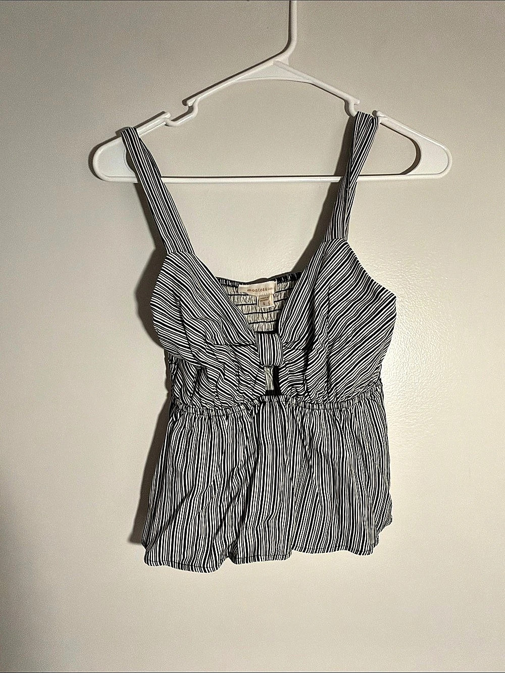Monteau Linen Blend Striped Cami in Black & White Size Small NWT